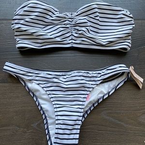 NWT Victoria’s Secret Bandeau Bikini Set Stripe